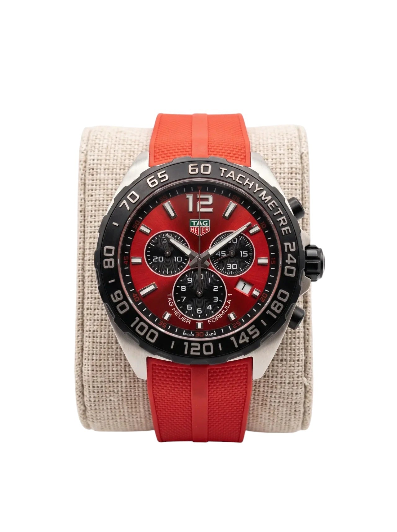 Reloj cronógrafo de acero TAG Heuer Formula 1 de cuarzo con esfera de color rojo - Boxroom