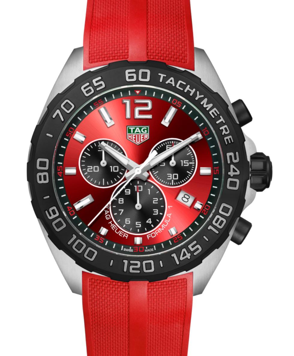 Reloj cronógrafo de acero TAG Heuer Formula 1 de cuarzo con esfera de color rojo - Boxroom