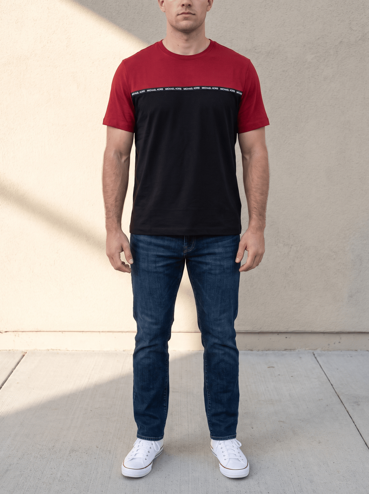 Playera Michael Kors color block (rojo / negro) - Boxroom