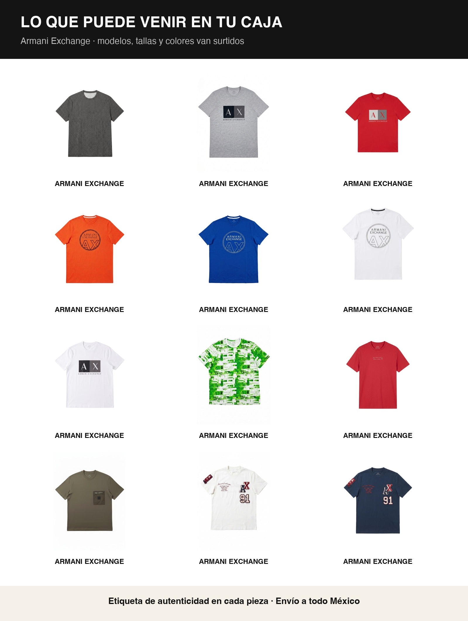 Paquete Mayoreo · Arranque — 5 playeras Armani - Boxroom