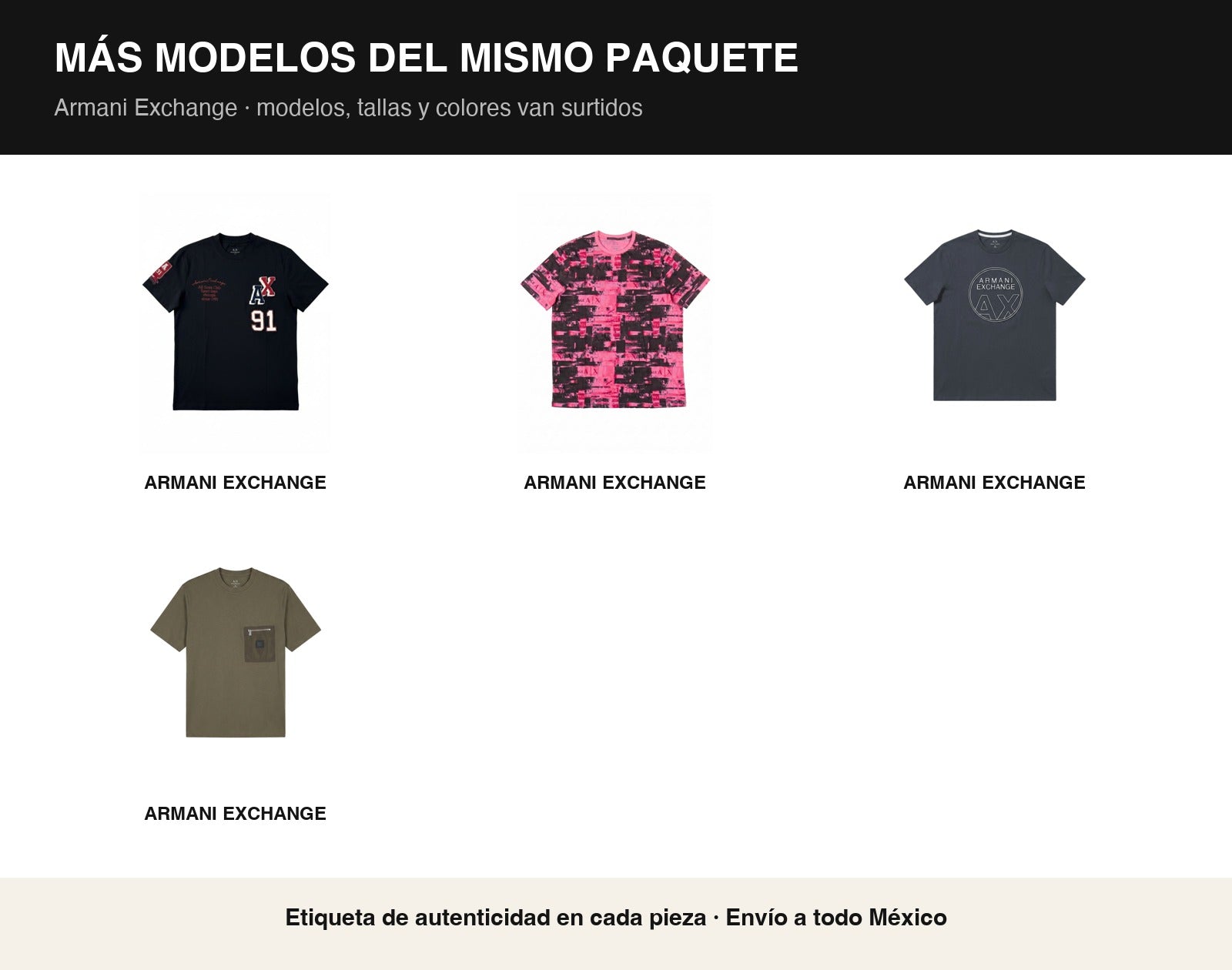 Paquete Mayoreo · Arranque — 5 playeras Armani - Boxroom
