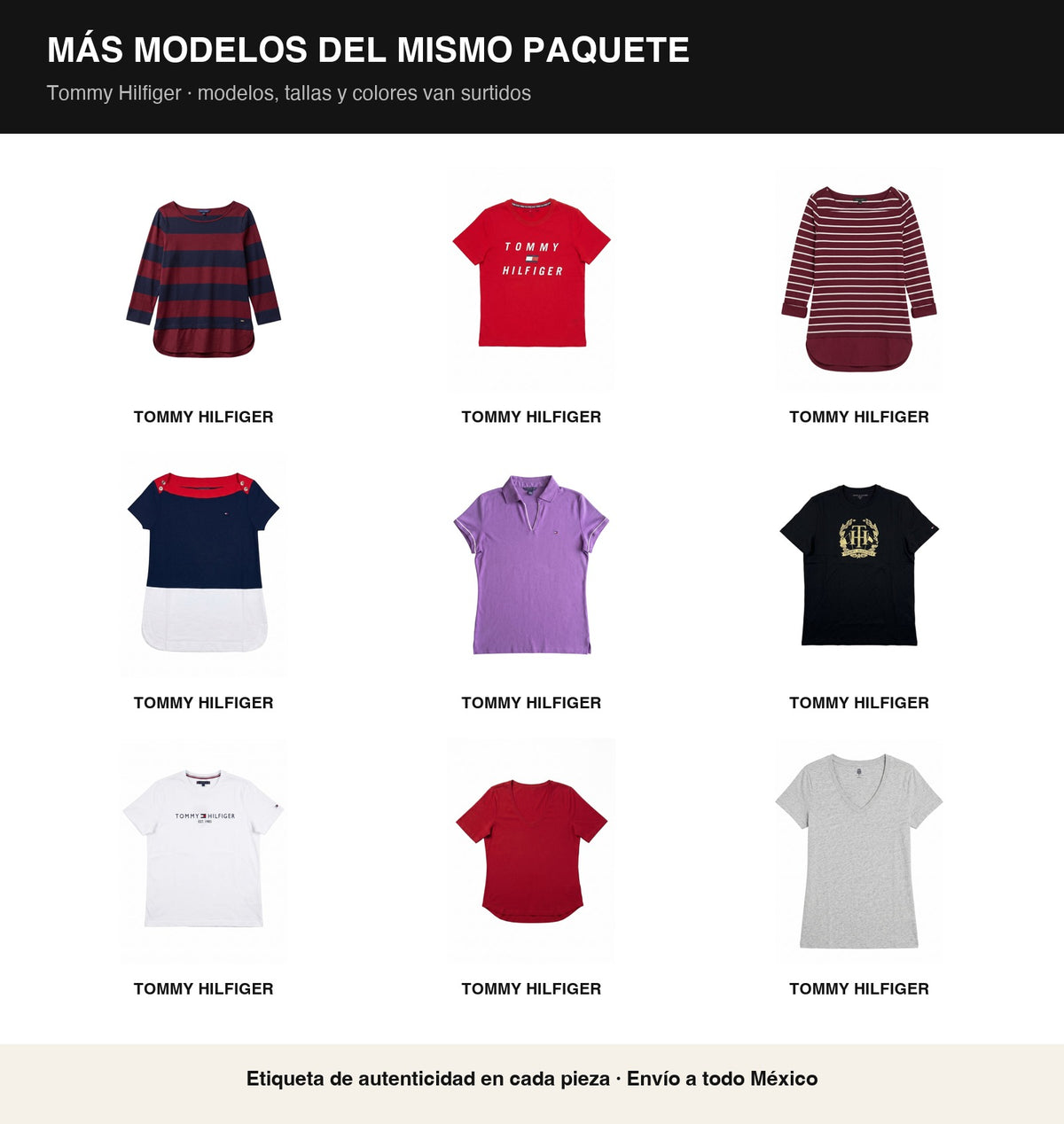Paquete Mayoreo · 10 playeras Tommy Hilfiger dama — $380 c/u - Boxroom