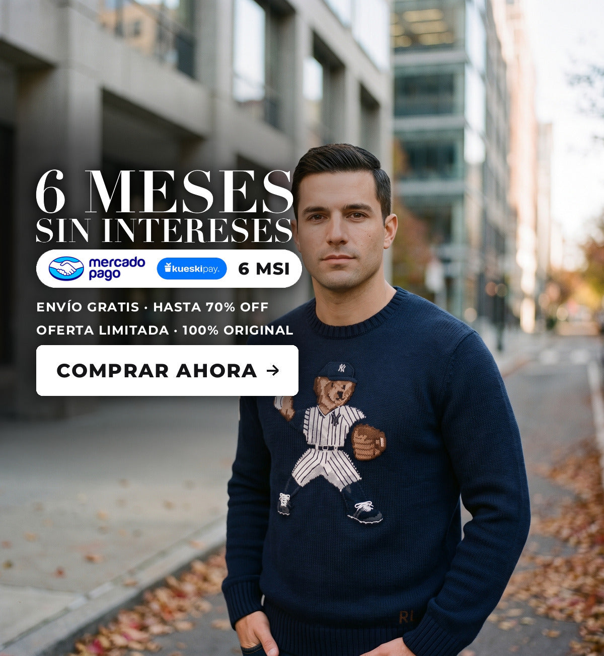 6 meses sin intereses en toda la ropa de hombre con Mercado Pago y Kueski Pay