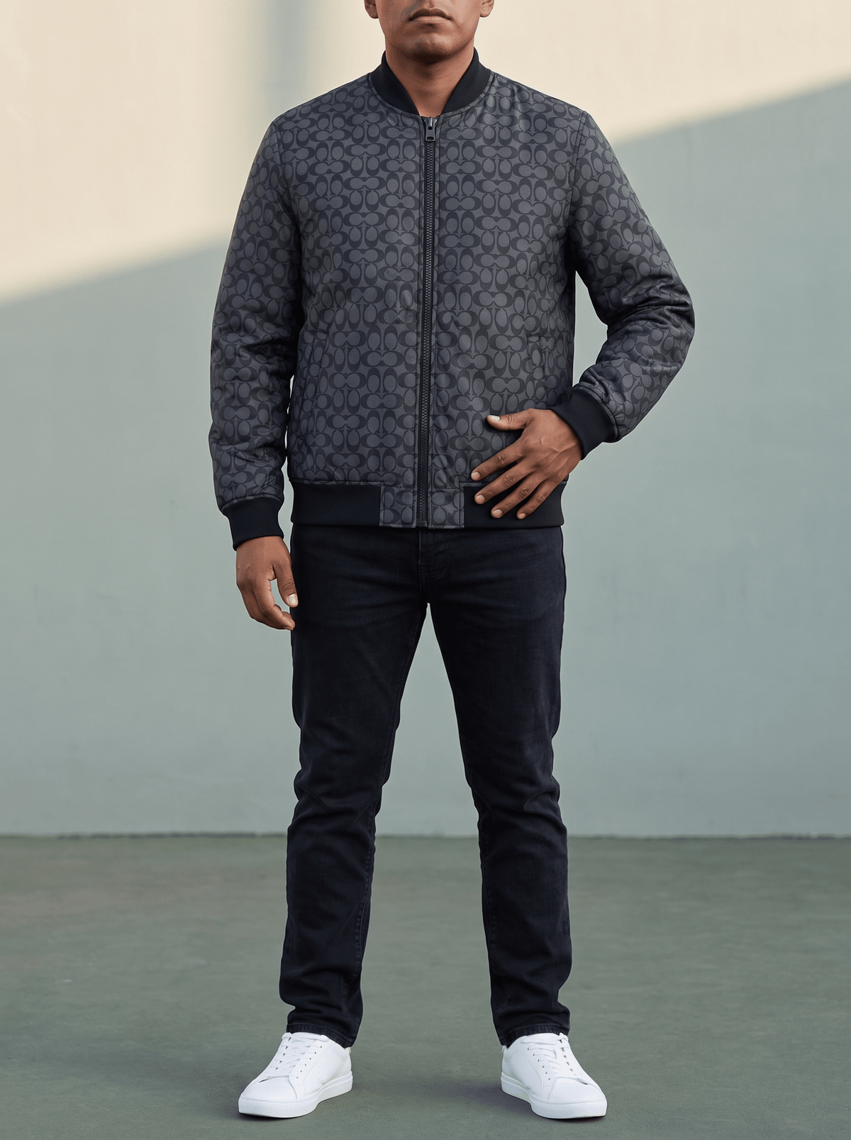 Chamarra COACH doble vista (camel / gris) - Boxroom